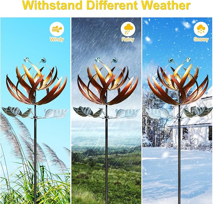 LimeHill Wind Spinner for Yard and Garden - Large Metal Kinetic Wind Sculptures for Outdoor Decorations (24 X 84 Inches)-Ruum Studio Home