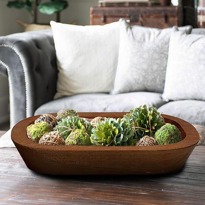 Royxen 8 Pack Wood Dough Bowl, Wooden Dough Bowls Paulownia, Rustic Bowl Vintage, Bowls for Candle (Brown, 9.7" x 6")-Ruum Studio Home