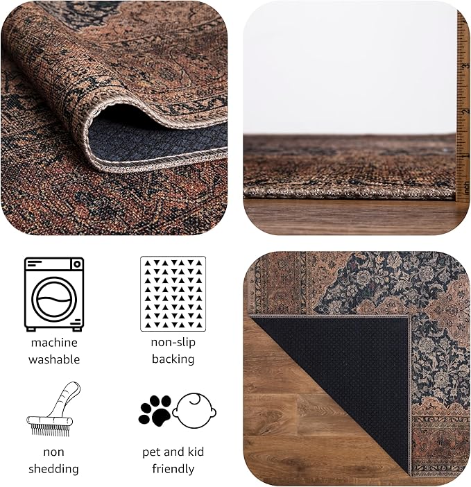 Keen Home Design 2x3 Rug - Machine Washable Entry Rug with Non-Slip Backing, Ideal for Enteryway, Kitchen, Bathroom, Laundry Room - Vintage, Easy Clean, Durable, Low Pile Rug - (2' x 3')-Ruum Studio Home