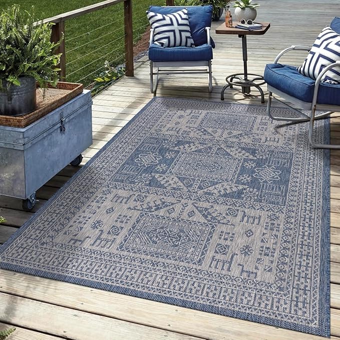 Keen Home Design Terrace Outdoor Area Rug - 8x10 Washable Indoor/Outdoor Rug for Patio, Kitchen, Balcony, Beach, Garden, Deck and Porch, Size: 7'7"x10'-Ruum Studio Home