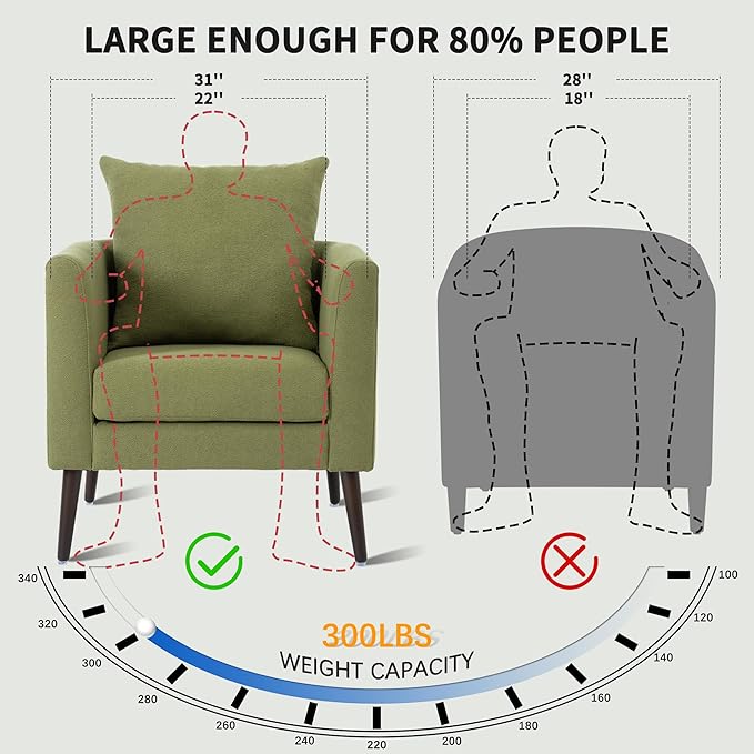 Barrel Accent Chair Set of 2 with Back Pillow, Large Upholstered Armchair with Solid Wood Legs Modern Reading Chairs for Living Room Bedroom-Ruum Studio Home