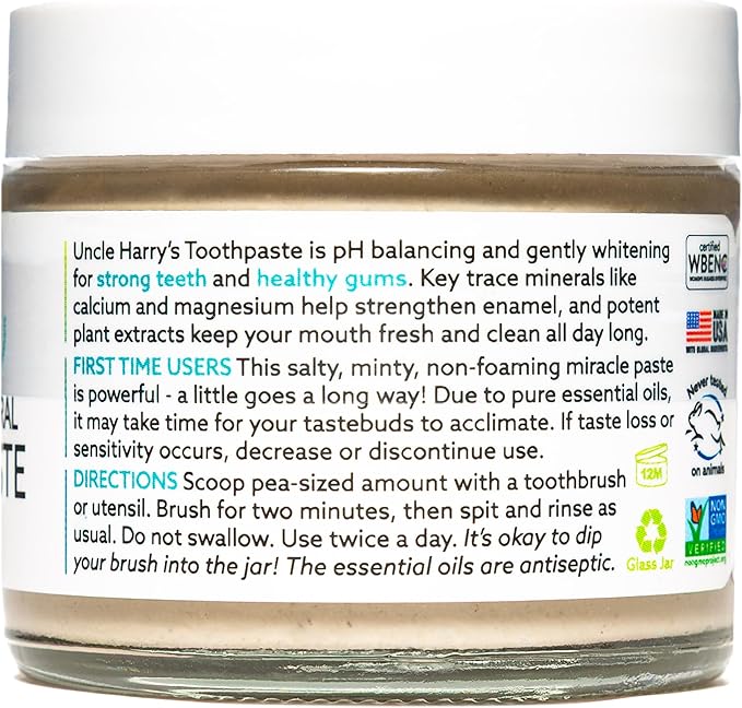 Uncle Harry's Peppermint Remineralizing Toothpaste | Natural Whitening Tooth Paste Freshens Breath & Promotes Enamel | Vegan Fluoride Free Toothpaste (2 Pack)-Ruum Studio Home
