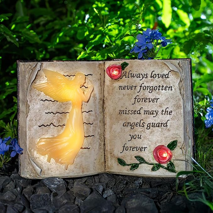 Outdoor Solar Angel Garden Stakes Lights, Waterproof Memorial Grave Decorations Gifts for Cemetery Outdoors Lawn Yard Home Patio Decor-Ruum Studio Home