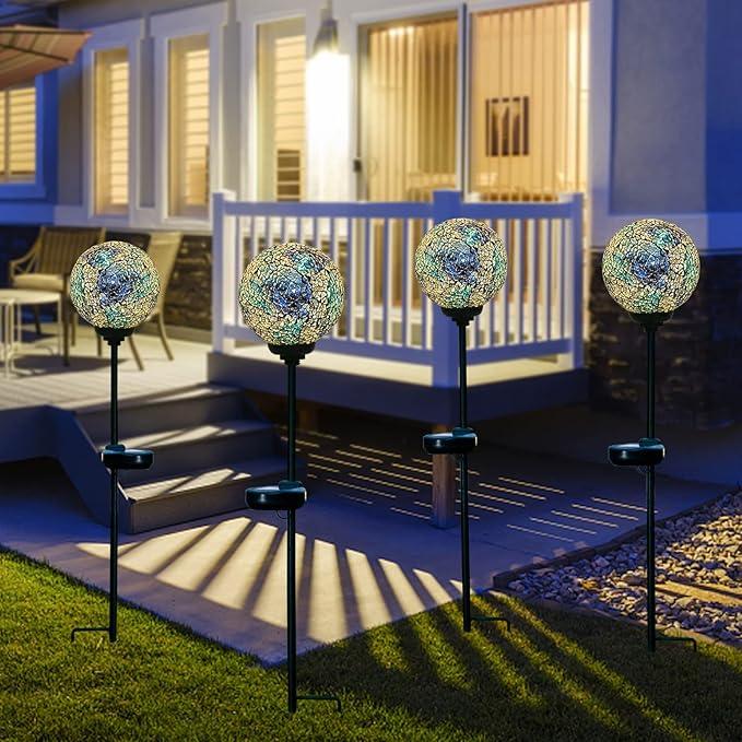 VCUTEKA Mosaic Solar Light, Solar Garden Decorative Lights Outdoor Waterproof LED Pathway Stake Light for Landscape Patio Yard Deck Walkway Decoration, 2 Pack-Ruum Studio Home