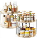LAMU 2 Pack 2 Tier Lazy Susan Turntable Organizer 10.6'' Rotating Spice Rack Organization for Cabinet, Kitchen, Pantry, Countertop, Bathroom, Vanity, Medicine Cabinet Organizer, Amber-Ruum Studio Home