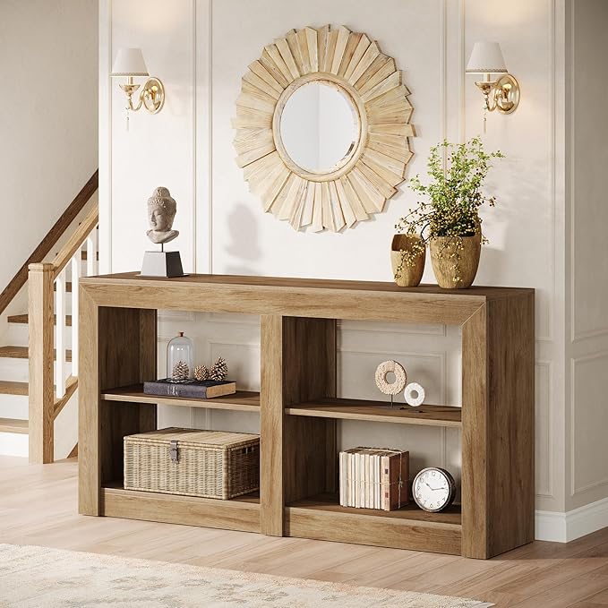 Tribesigns Farmhouse Console Table, Hallway Table for Entryway, Wood Console Behind Couch for Living Room, Hallway, Foyer, Oak-Ruum Studio Home