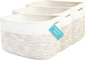 OrganiHaus Set of 3 Woven Storage Baskets for Organizing, Cotton Rope Organizer Bins for Shelves, Closet & Nursery, Dog Toy Basket, Decorative Bins for Toys, Towels & Books - 15x10x9, Rainbow Stitches-Ruum Studio Home