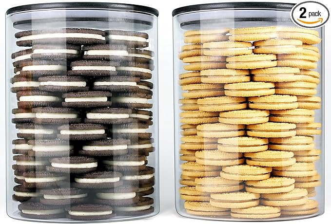 Urban Green Glass Jars with Black Lids, Glass Food Storage Canister with black lids, Pantry Flour Jars, Large Size Food Storage Containers set (2 Sets of 100oz)-Ruum Studio Home