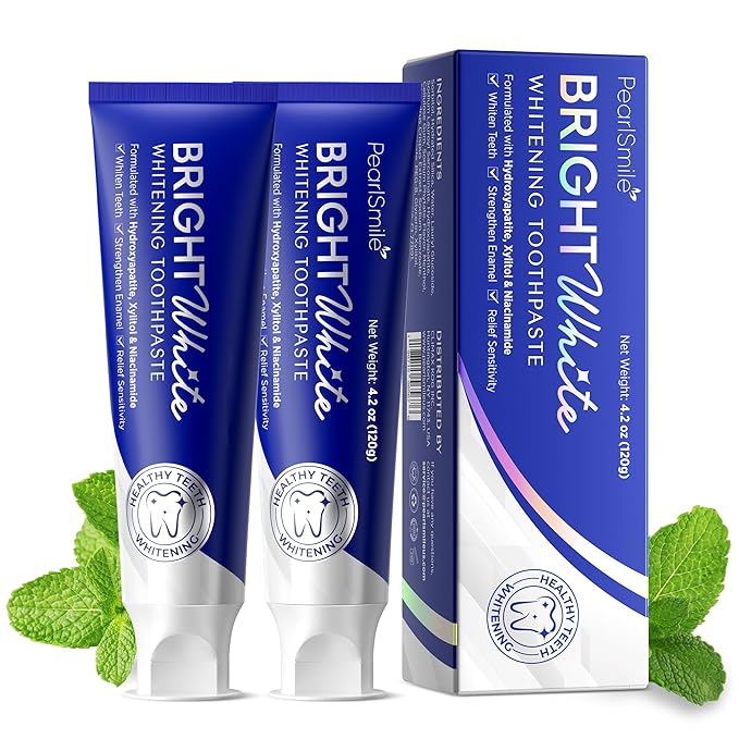 PearlSmile Hydroxyapatite Niacinamide Whitening Toothpaste – 5% Niacinamide + 10% Nano-Hydroxyapatite (nHAp) – Strengthens Enamel & Remineralizes – Fluoride-Free, 4.2oz (Pack of 2)-Ruum Studio Home