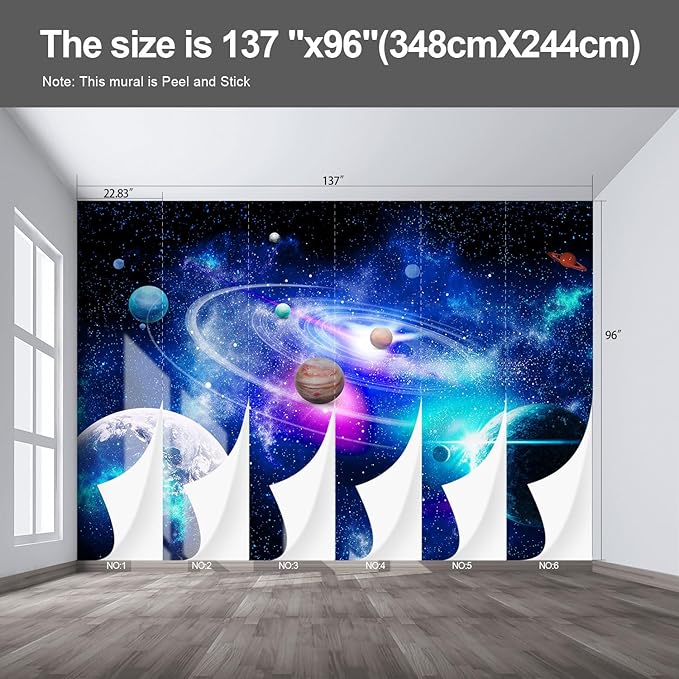 Planet Wall murals Peel and Stick Galaxy Wallpaper for Bedroom Nursery Room - 96"x137"-Ruum Studio Home