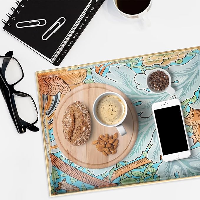Spsyrine Serving Tray with Handles, Plastic Decorative Tray for Coffee Table, Living Room, Home Decor, Sunflower-Ruum Studio Home