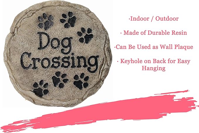 Spoontiques - Garden Décor - Dog Crossing Stepping Stone - Decorative Stone for Garden-Ruum Studio Home