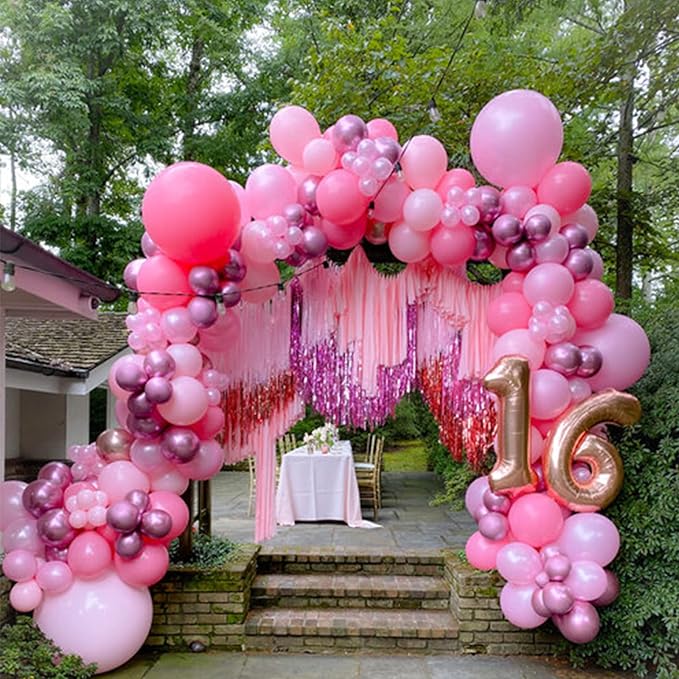 130pcs Pink Balloons Different Sizes 18" 12" 10" 5" Party Latex Balloons for Birthday Baby Shower Wedding Anniversary Princess Theme Party Decorations-Ruum Studio Home