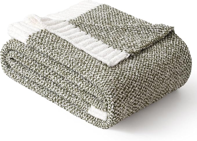 MIULEE Super Soft Throw Blanket for Couch, Olive Green Cozy Fluffy Warm Blankets Lightweight Knit Throw Blankets for Sofa, Bed, Chair, Living Room, Camping, Picnic, 60 x 80 inch-Ruum Studio Home