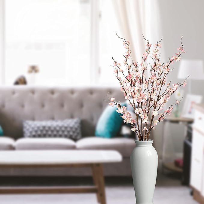 4Pcs Cherry Blossom Branches Artificial Flowers for Spring Summer Indoor Decoration,Faux Long Stem Artificial Flowers for Wedding Home Office Bedroom Party Table Centerpieces Decor (Pink)-Ruum Studio Home