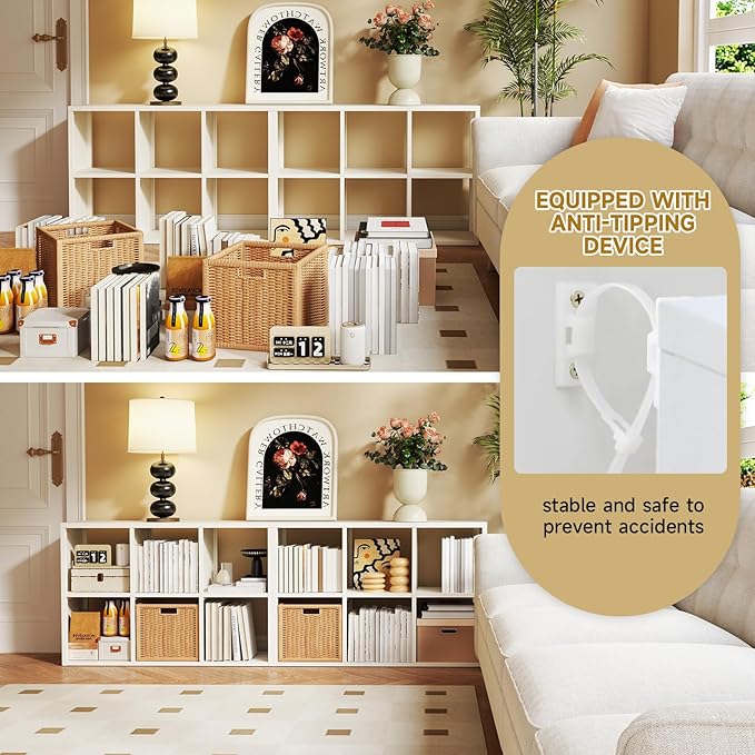 6 Cube Storage Organizer, Black Bookshelf with Storage, 2 Tier Storage Cubes,Freestanding Storage Organizer with Shelves for Living Room, Study-Ruum Studio Home