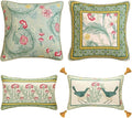 patdrea Designer Pack of 4 Throw Pillow Covers,French Vintage Rustic Linen with Green Floral Pattern Pillows Cover,Decorative Lumbar Square Pillowcases Cushion for Bed Living Room Outdoor Car-Ruum Studio Home