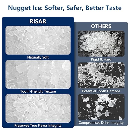 Nugget Ice Maker Countertop with 0.8Gal Removable Tank for Chewable Ice, 41Lbs/24H, One-Touch Fast Ice in 6 Mins, Self-Cleaning & Ultra Quiet for Home, Office, Party-Ruum Studio Home