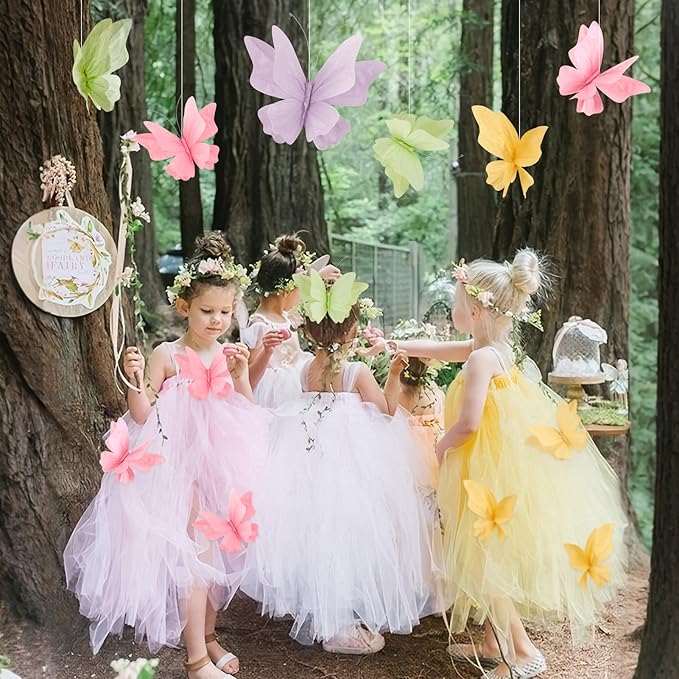 SUNBEAUTY Butterfly Party Decorations, 3D Paper Butterfly Decoration, Hanging Paper Butterfly for Baby Shower Decorations Girls, Women, Paper Flowers for Wall Decoration, Set of 4-Ruum Studio Home