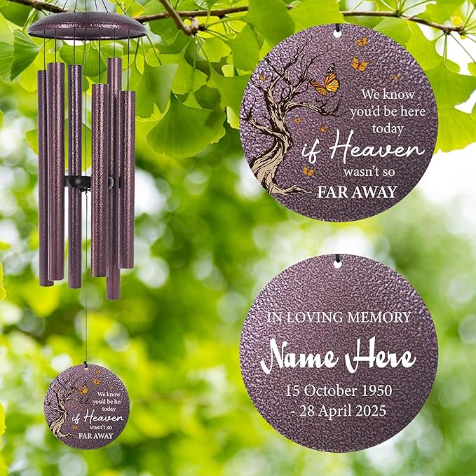 Cardinal Sympathy Wind Chimes Personalized, Windchimes in Memory of a Loved One/Mother, Sympathy Gifts Wind Chimes for Funeral Bereavement Condolences, Memorial Wind Chime-Ruum Studio Home