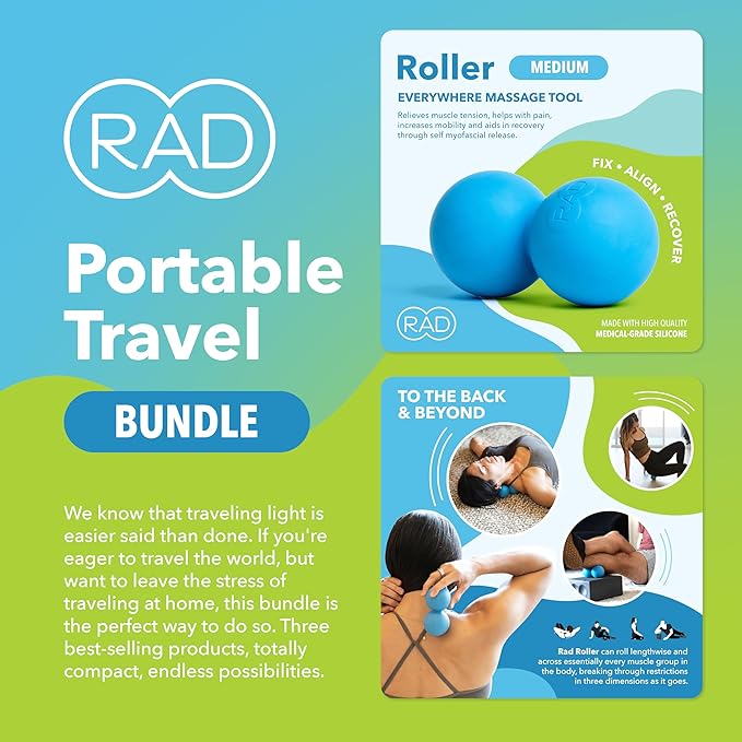 RAD Portable Travel Bundle – Compact Myofascial Release Massage Set, Travel-Friendly Muscle Recovery Tools - Includes Exercise Foam Roller, Massage Stick, and Peanut Ball-Ruum Studio Home