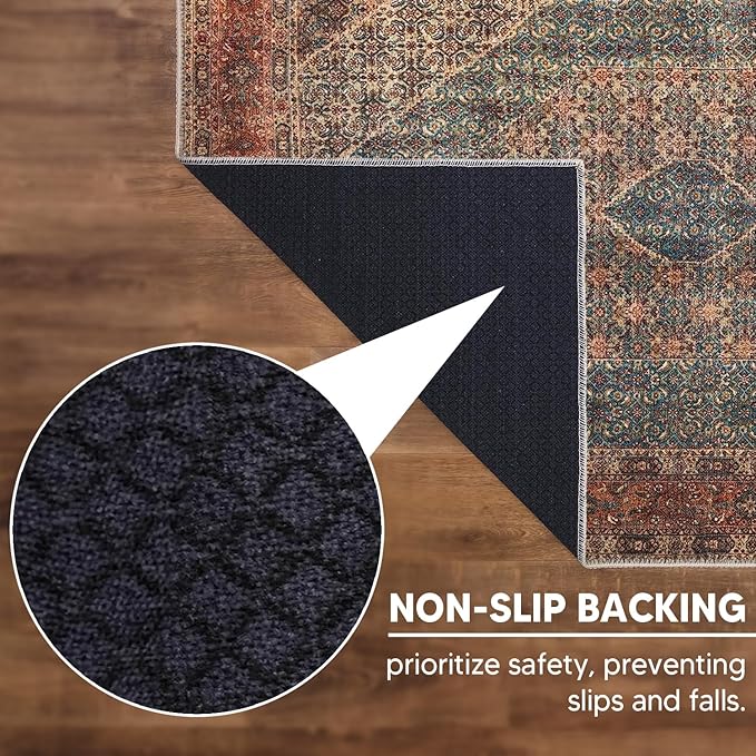 Keen Home Design 2x12 Rug - Machine Washable Runner Rug with Non-Slip Backing, Ideal for Hallway, Entryway, Kitchen, Laundry Room - Vintage, Easy Clean, Durable, Low Pile - (2'6" x 12')-Ruum Studio Home