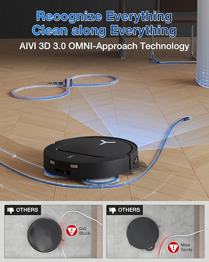 ECOVACS DEEBOT T50 Omni Robot Vacuum and Mop, 3.19” Ultra-Slim, 15,000Pa Suction, ZeroTangle 2.0, TruEdge Edge Cleaning, AIVI 3D Obstacle Avoidance, Auto Mop Wash & Dry, Self-Emptying-Ruum Studio Home