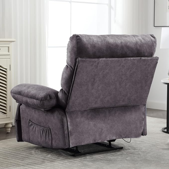 Oversized Recliner Chair Extra Wide Large Recliner for Adults 350lbs with Lumbar Support Pillow Nursery Chair Living Room (Manual, GREY-6002)-Ruum Studio Home