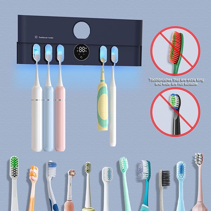 Electric Toothbrush Holder and Cleaner Auto Cleaning and Drying Toothbrushs in Circle Wall Mounted for Bathroom Accessory Auto Open/Close Cover Rechargeable Home Gadgets-Ruum Studio Home