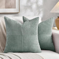 Fancy Homi 2 Packs Grey Blue Euro Decorative Throw Pillow Covers 28x28 Inch for Couch Bed Sofa, Rustic Farmhouse Boho Home Decor, Soft Corss Corduroy Patchwork Textured Square Cushion Case 71x71 cm-Ruum Studio Home