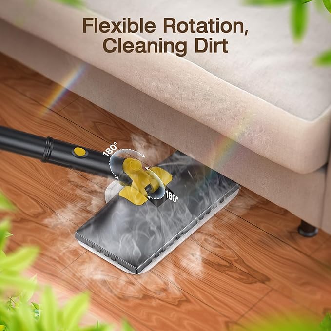 ScrubWiz Steam Mop Cleaner with Detachable Handheld Steamer, 10-in-1 Multi Accessories, Washable Microfiber Pads, 350ml and 2 Adjustable Levels for Cleaning Floor, Carpet, Tiles, and Grout, Gray-Ruum Studio Home