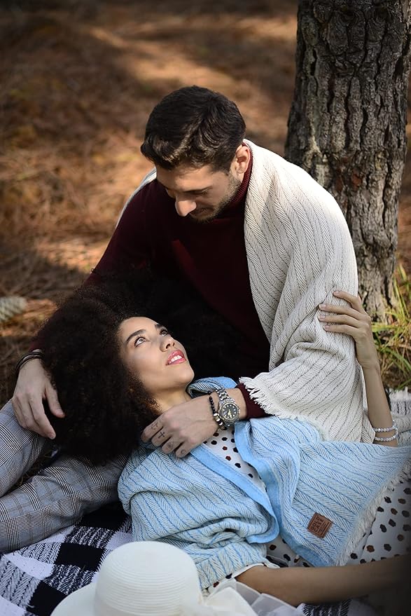 Gold Case Throw Blanket for Couch – 100% Recycled Turkish Cotton Blankets & Throws – Elegant Decorative Throw Blankets for Living Room Sofa – Woven Throws for Couch – Vintage Grey– 60x80-Ruum Studio Home