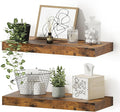 Floating Shelves for Wall, 16 inchs x 6.7” deep x 1.4” Bathroom Shelf Bedroom, Living Room, Kitchen, Farmhouse Decor, Rustic Wood Wall Shelves with Invisible Brackets - Set of 2, Rustic Brown-Ruum Studio Home