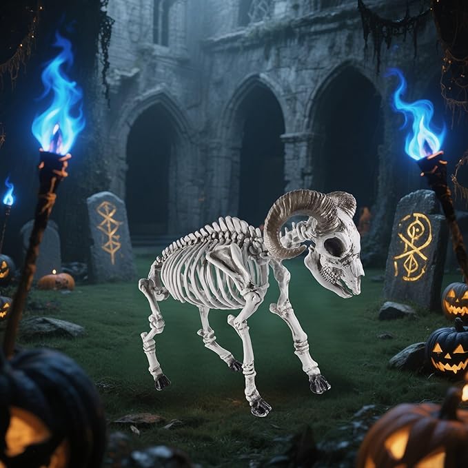 DR.DUDU Goat Skeletons Halloween Decorations – 26 Inch Long Life Size Skeleton Animals for Outdoor, Yard, Lawn Decor - Realistic Farm Skeleton Goat Party Props Scary Halloween Décor-Ruum Studio Home