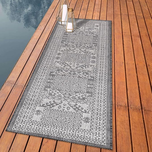 Keen Home Design Terrace Outdoor Runner Rug - 2x8 Washable Indoor/Outdoor Rug for Patio, Kitchen, Balcony, Beach, Garden, Deck and Porch, Size: 2'2"x7'7"-Ruum Studio Home