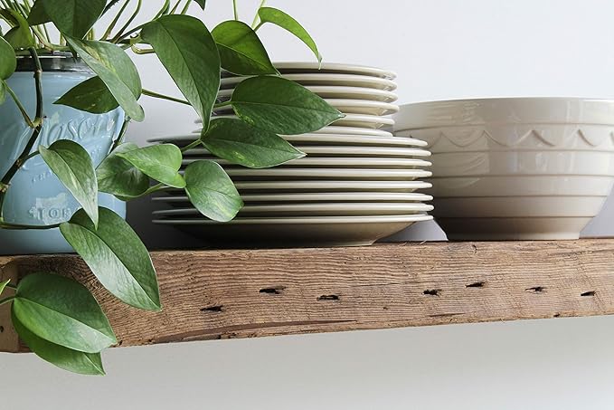 Urban Legacy Reclaimed Barn Beam Deep Shelves | Deep Shelves with Brackets Included, Set of 2 | (Natural Low Profile Bracket, 48" x 11" x 3")-Ruum Studio Home