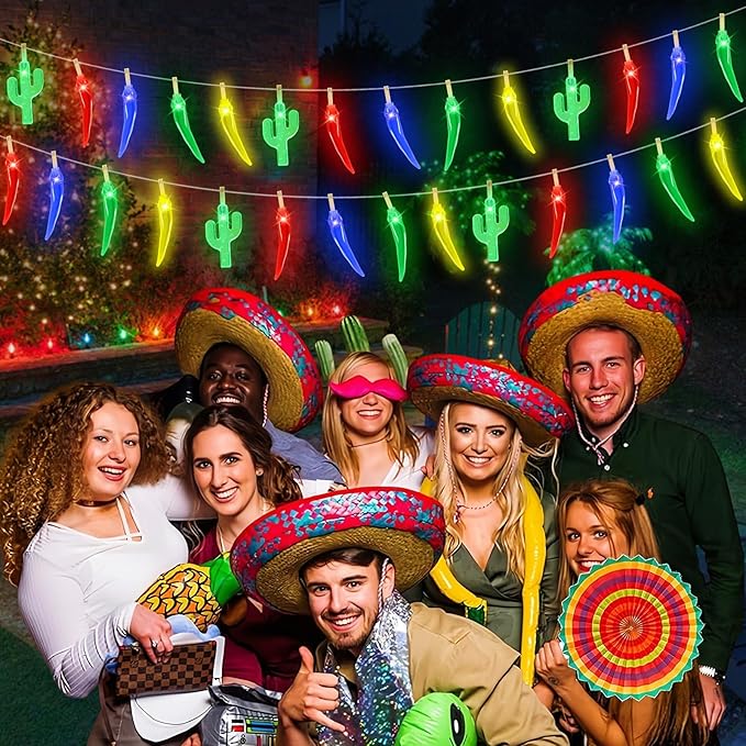 21FT [ 8 Modes & Timer ] Chili Pepper String Lights 40LED Fairy Lights Battery Operated for Indoor Outdoor Garden Pool Birthday Mexican Party Wedding Christmas Summer Tropical Decor-Ruum Studio Home