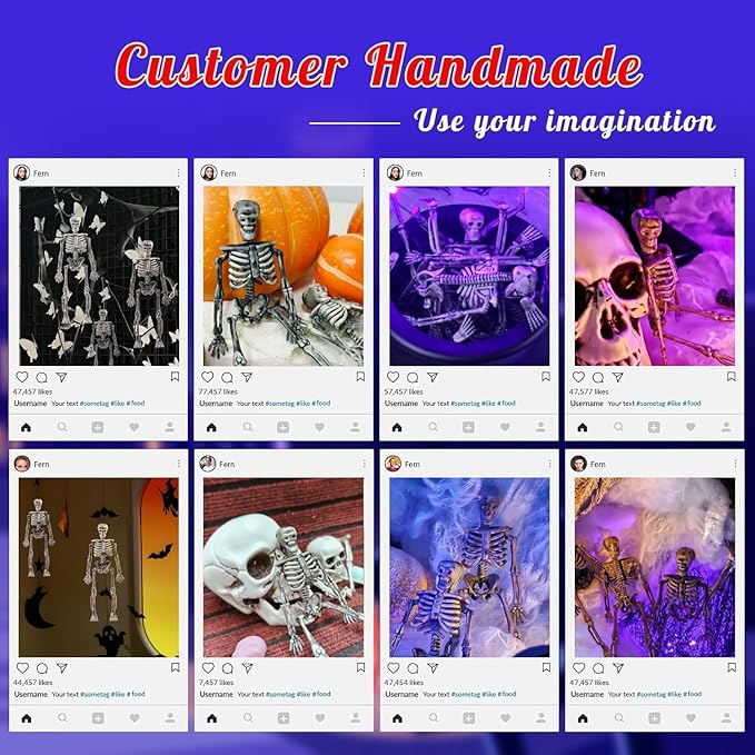 10 Pcs mini skeleton halloween decoration With hemp rope，6”small plastic posable halloween tiny skeleton figurines decor for Halloween Indoor Outdoor Graveyard Decor Haunted House Party Favors-Ruum Studio Home