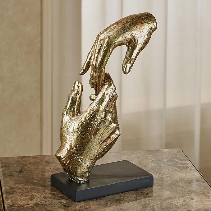 Touch of Class Loving Hands Table Sculpture - Gold - Made of Resin - Contemporary Art Statue - Sign of Love Decor - Modern Hand Statues and Sculptures for Home Desk, Living Room - 11.5 Inches High-Ruum Studio Home