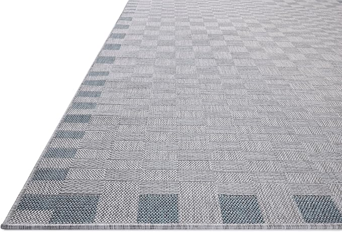 Loloi Amber Lewis Topanga Collection TOP-07 Silver/Blue 7'-10" x 10' Indoor/Outdoor Area Rug-Ruum Studio Home