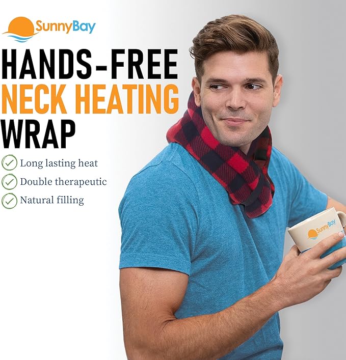 SunnyBay Microwave Heating Pad, Microwavable Heated Neck and Shoulder Wrap, Moist and Weighted Hands-Free Beanbag Pack with Wide Neck Coverage, 2.5 lbs, 26 Inches Long-Length, Made in USA, Buffalo-Ruum Studio Home