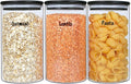 Urban Green Glass Jars with Black Lids, Glass food storage container sets with black lids, Airtight Canisters Sets with Bamboo Lids. Pantry Jar (3 Pack of 48oz)-Ruum Studio Home