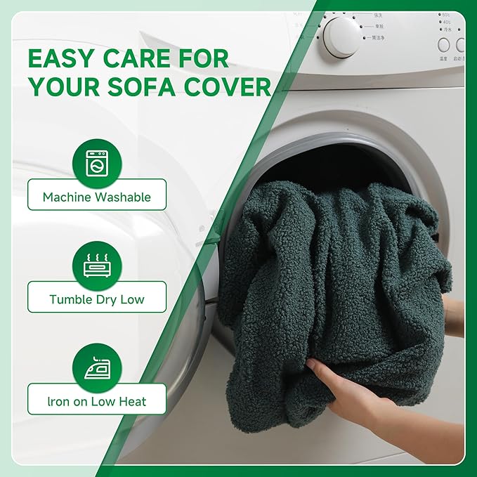 Couch Cushion Covers for Sectional Sofa, Stretch Soft Sofa Slipcovers Washable Wear-Resistant Universal Furniture Protector for Living Room(3 Seaters Covers, Green)-Ruum Studio Home