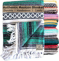 Del Mex Classic Mexican Blanket, Large Authentic Woven Falsa Throw (70"x50"), Artisan Southwest Décor for Beach, Yoga, Outdoors (Teal)-Ruum Studio Home