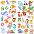 Window Clings Stickers for Kids Window Gel Clings Decals Thick Gel Clings Toddlers and Adults Classroom Home Nursery Airplane Birthday Party Supplies (Jungle Animals + Sea Animals)-Ruum Studio Home