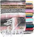 Del Mex Classic Mexican Blanket, Large Authentic Woven Falsa Throw (70"x50"), Artisan Southwest Décor for Beach, Yoga, Outdoors (Pink)-Ruum Studio Home
