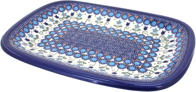 Blue Rose Polish Pottery Savannah Medium Rectangular Serving Platter-Ruum Studio Home