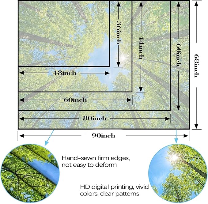 AMM Nature Forest Tree Celling Tapestry Lush Green Treetops Sunlit Tapestry for Bedroom Aesthetic Sky Sunlight Canopy Leaves Landscape Tapestries Wall Hanging for Living Room Dorm Office 48 x 36 Inch-Ruum Studio Home