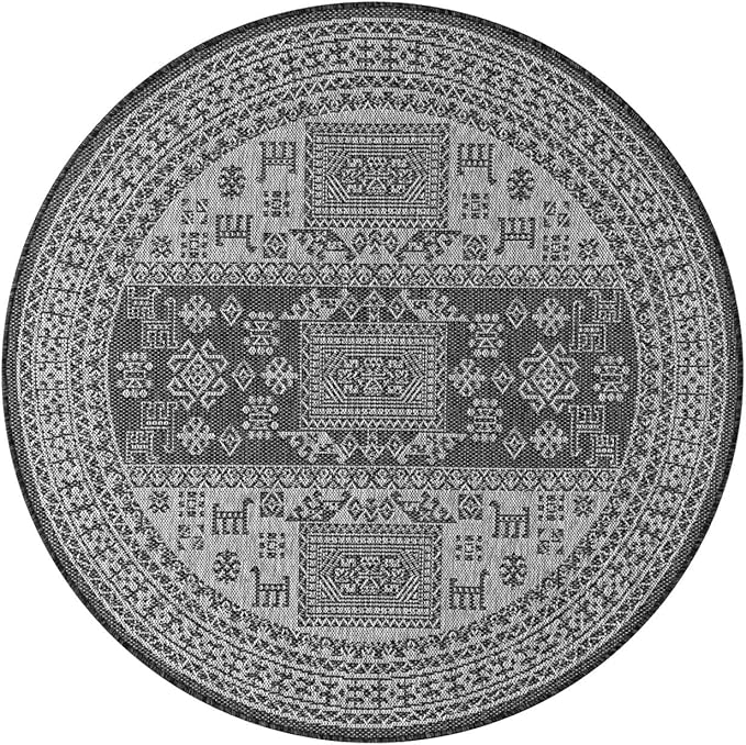 Keen Home Design Terrace Outdoor Round Rug - 8ft Round Washable Indoor/Outdoor Rug for Patio, Kitchen, Balcony, Beach, Garden, Deck and Porch, Size: 7'7" Round-Ruum Studio Home