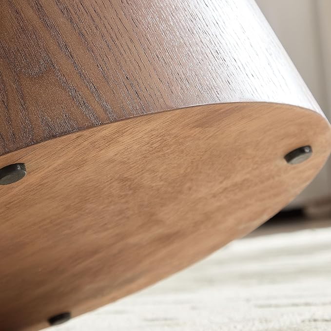 Modern Oval Coffee Table with Wood Pedestal,47.24" Farmhouse Center Table for Living Room, Ellipse Coffee Tables Tea Table for Bedroom, Apartment-Walnut-Ruum Studio Home